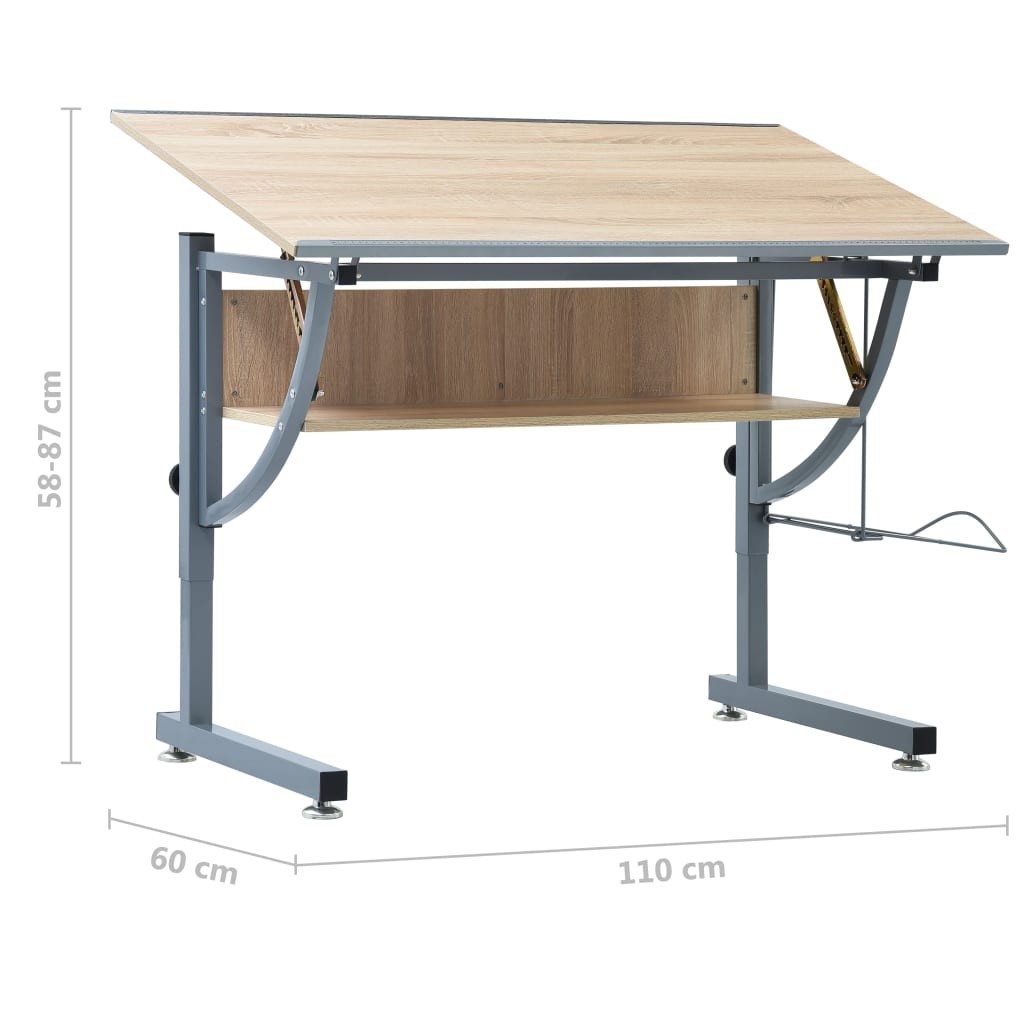Teenagers Drafting Table Oak 110x60x87 cm MDF